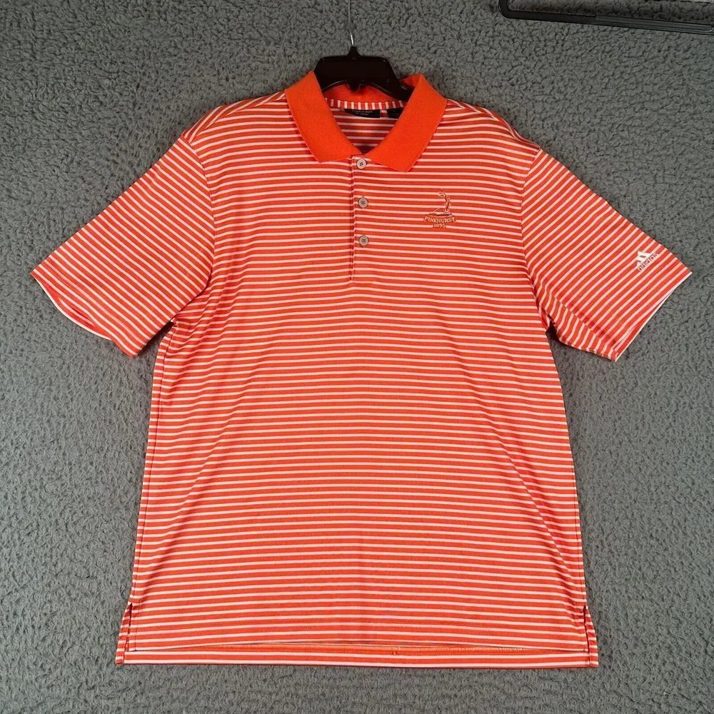 Pinehurst By Adidas Polo Shirt Mens‎ Large Orange Golf Putter Boy Logo 1895